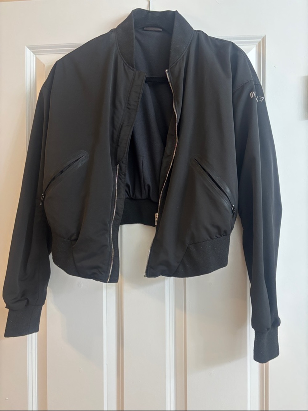 Gymshark Black Cropped Bomber Jacket